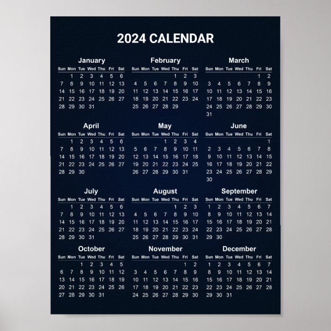 Calendário 2024 Simples, Mas Elegante | POSTER (Frente)