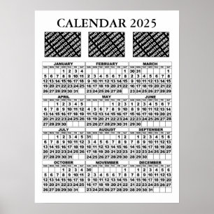 Calendário 2025 Adicionar 3 Fotos Poster Branco 45