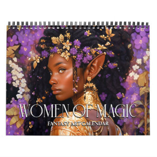 Calendário 2025 Black Fantasy Art Women Of Magic Calendar