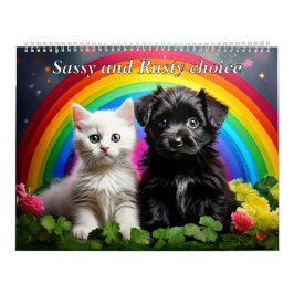 Calendário 2025, cão e gato