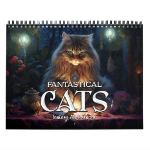 Calendário 2025 Fantastical Cats 2 Fantasia Art Calendar