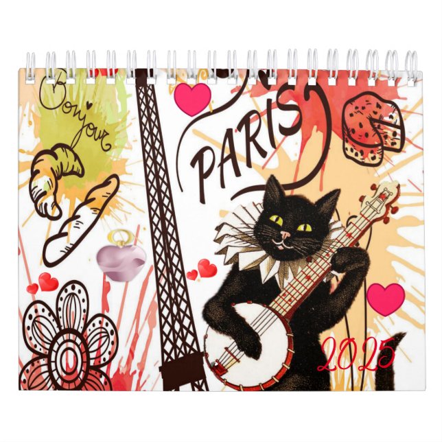 Calendário 2025 Paris França Cat Kitten (Capa)