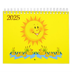 Calendário 2025 Patos Amarelos e Sol