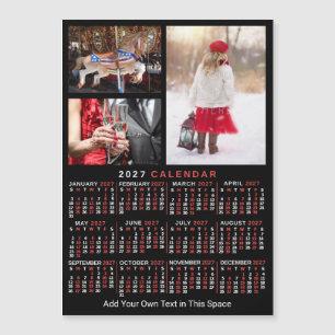 Calendário 2025 Preto Vermelho Ímã de Foto Persona