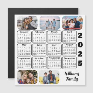 Calendário 2025 Simple Modern 5 Photos Family Magn