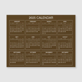 Calendário 2025 Simples E Elegante | Cartão Magnét