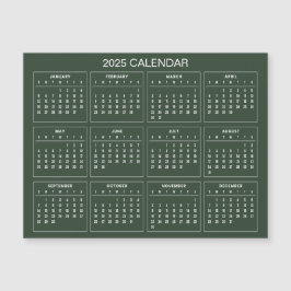 Calendário 2025 Simples E Elegante | Cartão Magnét
