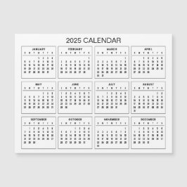 Calendário 2025 Simples E Elegante | Cartão Magnét