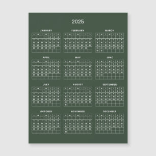 Calendário 2025 Simples E Elegante Cartão Magnét