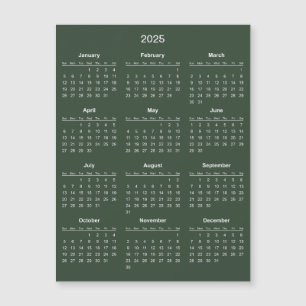 Calendário 2025 Simples E Elegante   Cartão Magnét