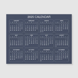 Calendário 2025 Simples E Elegante | Cartão Magnét