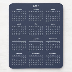 Calendário 2025 Simples E Elegante   Mousepad