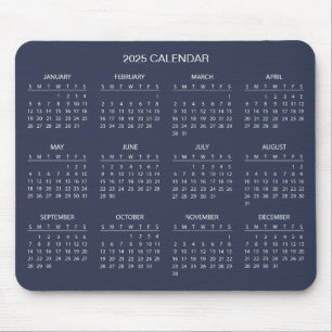Calendário 2025 Simples E Elegante   Mousepad
