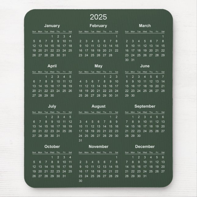 Calendário 2025 Simples E Elegante | Mousepad (Frente)