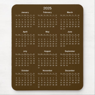 Calendário 2025 Simples E Elegante   Mousepad
