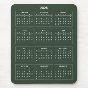 Calendário 2025 Simples E Elegante Mousepad