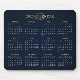 Calendário 2025 Simples E Elegante   Mousepad