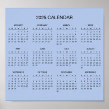 Calendário 2025 Simples E Elegante | Pôster