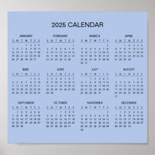 Calendário 2025 Simples E Elegante   Pôster