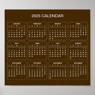 Calendário 2025 Simples E Elegante   Pôster