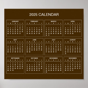 Calendário 2025 Simples E Elegante Pôster