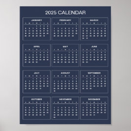 Calendário 2025 Simples E Elegante | Pôster