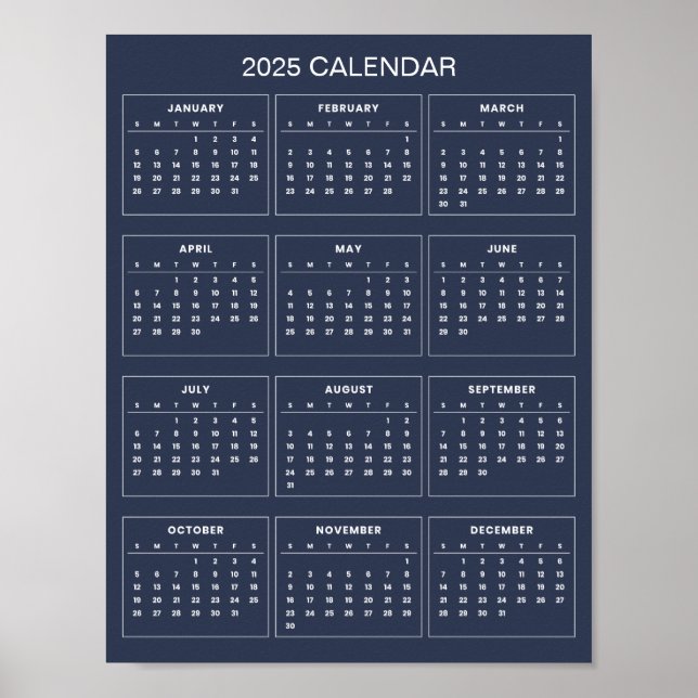 Calendário 2025 Simples Mas Elegante | Poster (Frente)