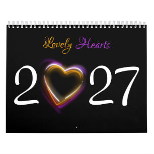 Calendário 2026 12 Corações Lindos e Românticos
