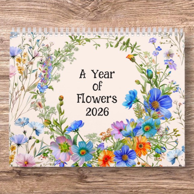 Calendário 2026 A Year of Flowers - Wall Calendar (2026 Wildflowers Wall Calendar – A Year of Natural Beauty)