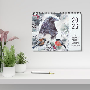 Calendário 2026 Ano de Mudança Floral Motivacional