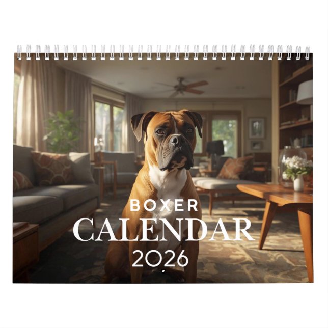 Calendário 2026 Boxer Dog Wall Calendar | 12 Month Calendar (Capa)