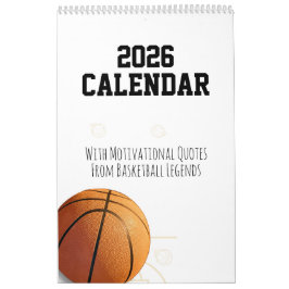 Calendário 2026 Calendar Basketball Inspirational Quotes 