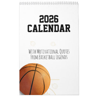 Calendário 2026 Calendar Basketball Inspirational Quotes 