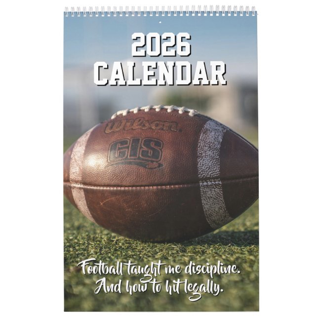 Calendário 2026 Calendar Football Player Funny Motivational (Capa)