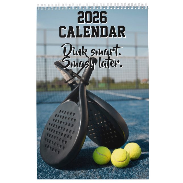 Calendário 2026 Calendar Pickleball Funny Quotes Dink Paddle (Capa)