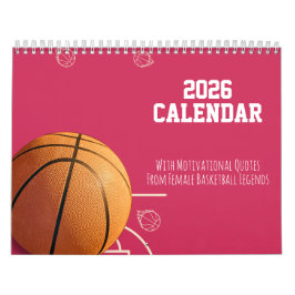 Calendário 2026 Calendar Pink  Basketball For Her Teen Girls
