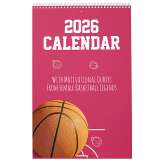 Calendário 2026 Calendar Pink  Basketball For Teen Girl Women