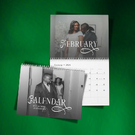 Calendário 2026 Casamento Moderno Elegante Foto Recém-Casados