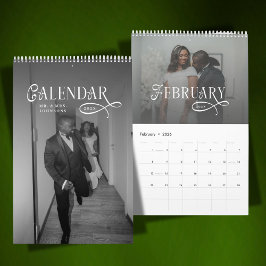 Calendário 2026 Casamento Moderno Elegante Foto Recém-Casados