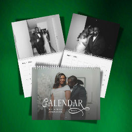 Calendário 2026 Casamento Moderno Elegante Foto Recém-Casados