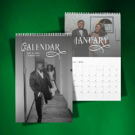 Calendário 2026 Casamento Moderno Elegante Recém-Casados