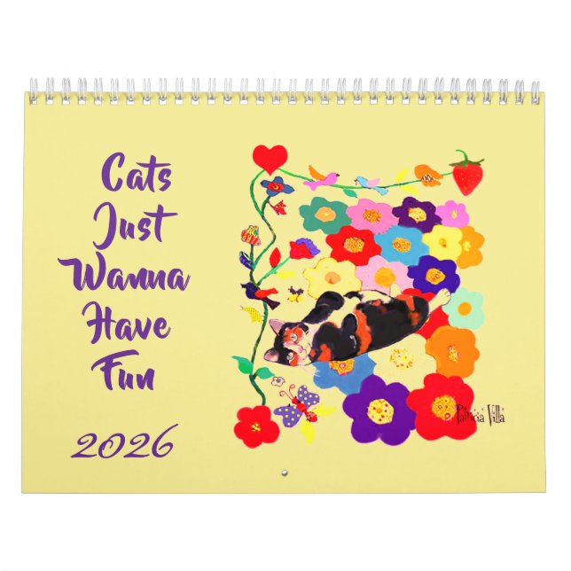 Calendário 2026 Cats Just Wanna Have Fun Cat Art  (Capa)