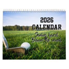 Calendário 2026 Citações Engraçadas de Golfe Humor