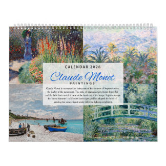 Calendário 2026 - Claude Monet - Impressionismo