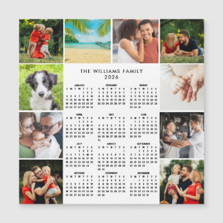 Calendário 2026 Colagem de 10 Fotos Ímã de Família