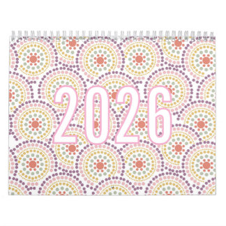 Calendário 2026 Colorful Pastel Pattern Illustration Calendar