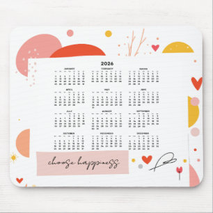 Calendário 2026 Colorido Motivacional Mouse Pad