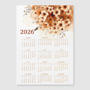 Calendário 2026 com flores