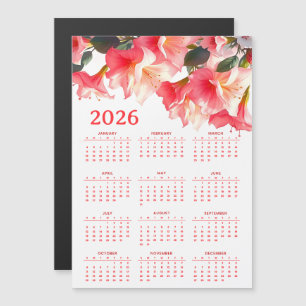 Calendário 2026 com flores