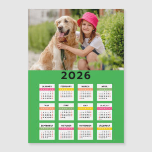 Calendário 2026 com Foto - Vista Anual Cartão Magn